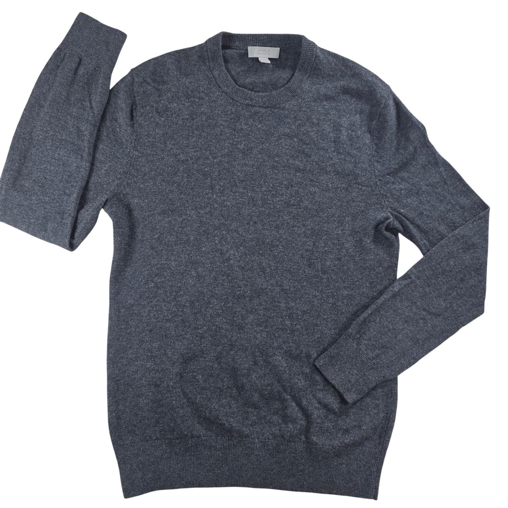 COS Men Small Charcoal Grey Wool Yak Hair Crew Neck Sweater Knit Minimalist